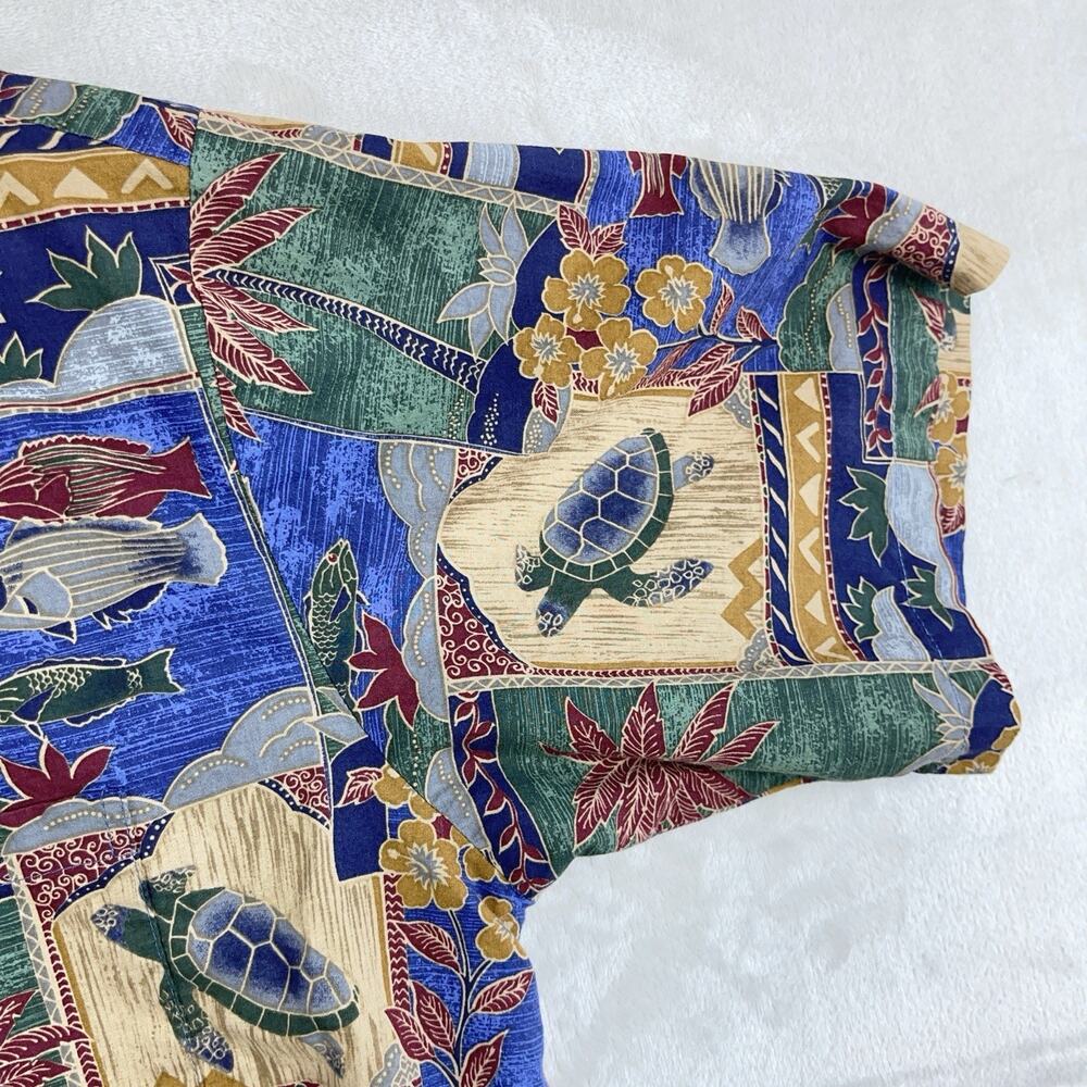 Tori Richard Hawaiian Shirt XL Cotton Lawn Sea Turtle Honu Print Made In USA - Picture 2 of 12